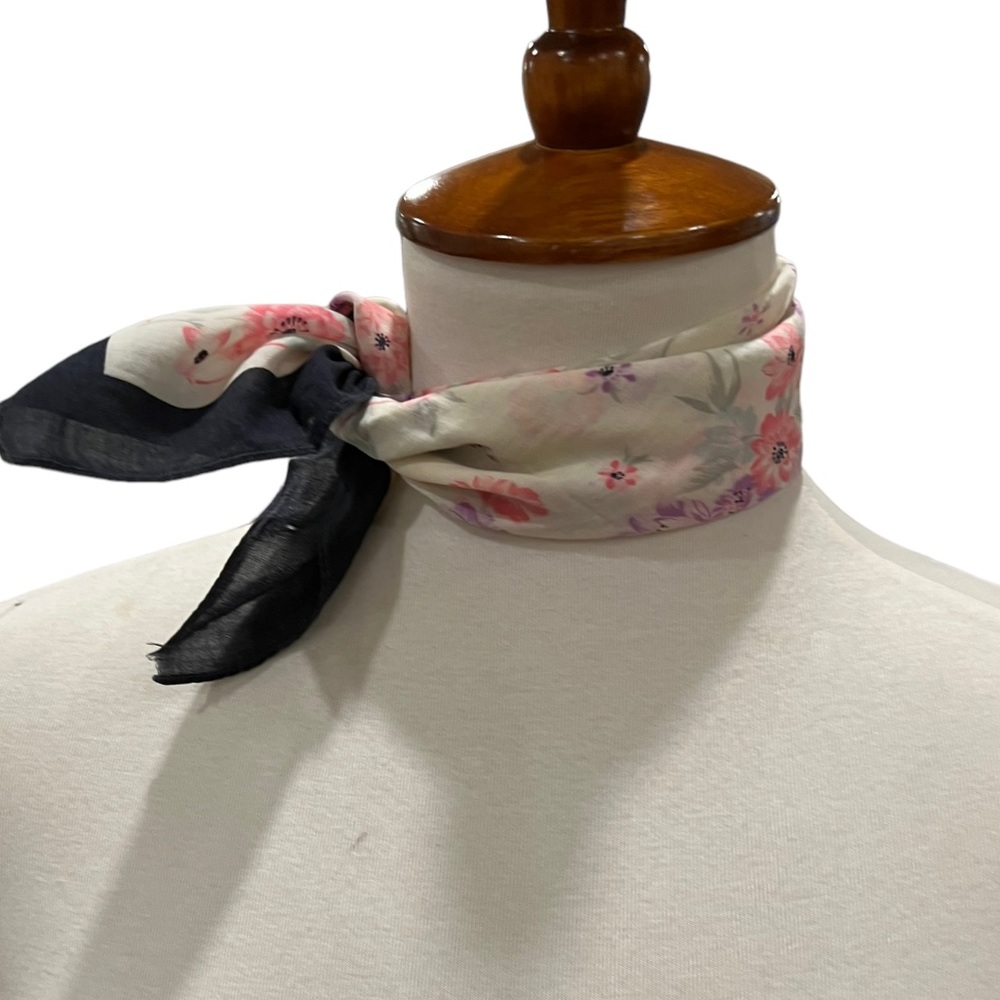 LE SABRÉ cotton floral print black borders square scarf